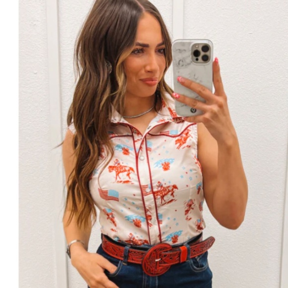 American Cowboy button down top from The Fringed Pineapple.